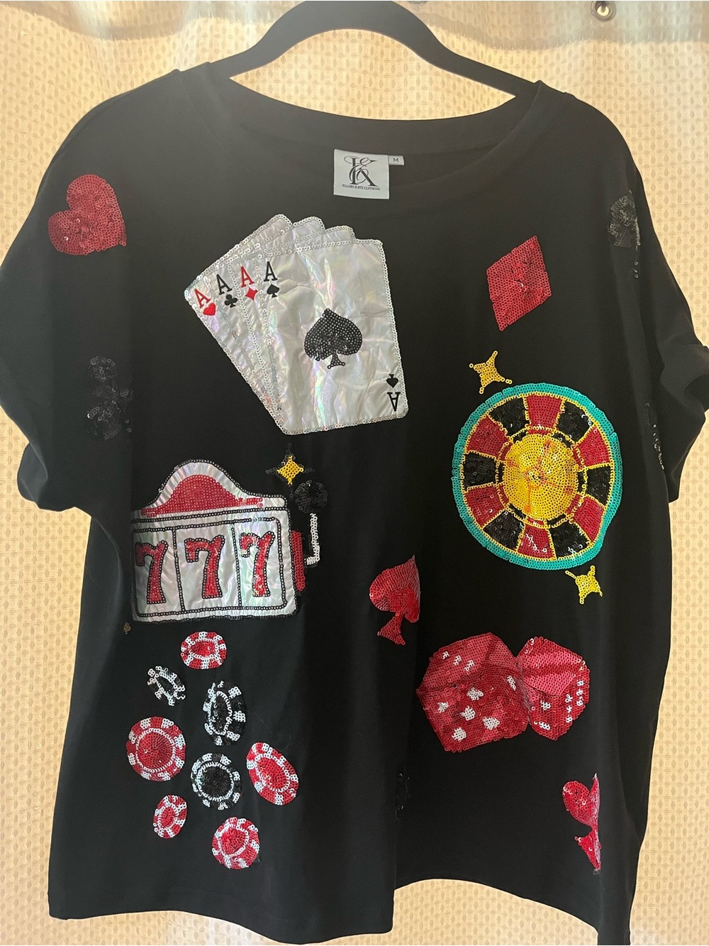 Sequin Casino Graphic Tee - Black